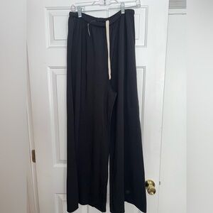 Aerie Black Wide-Leg Pants with Drawstring